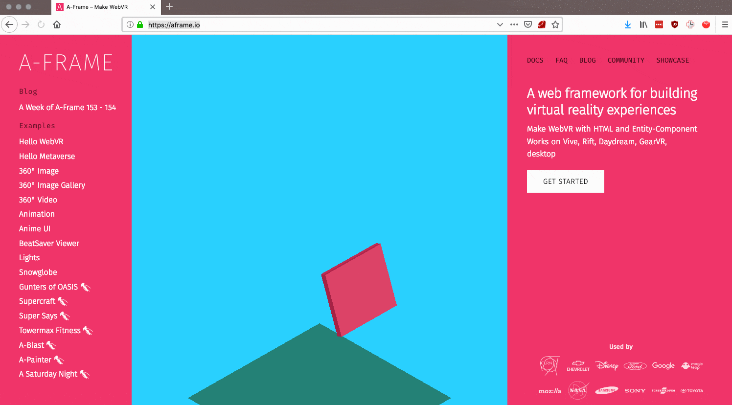 A-Frame website, with loading animation